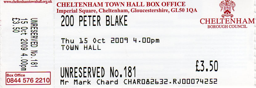Peter Blake Ticket